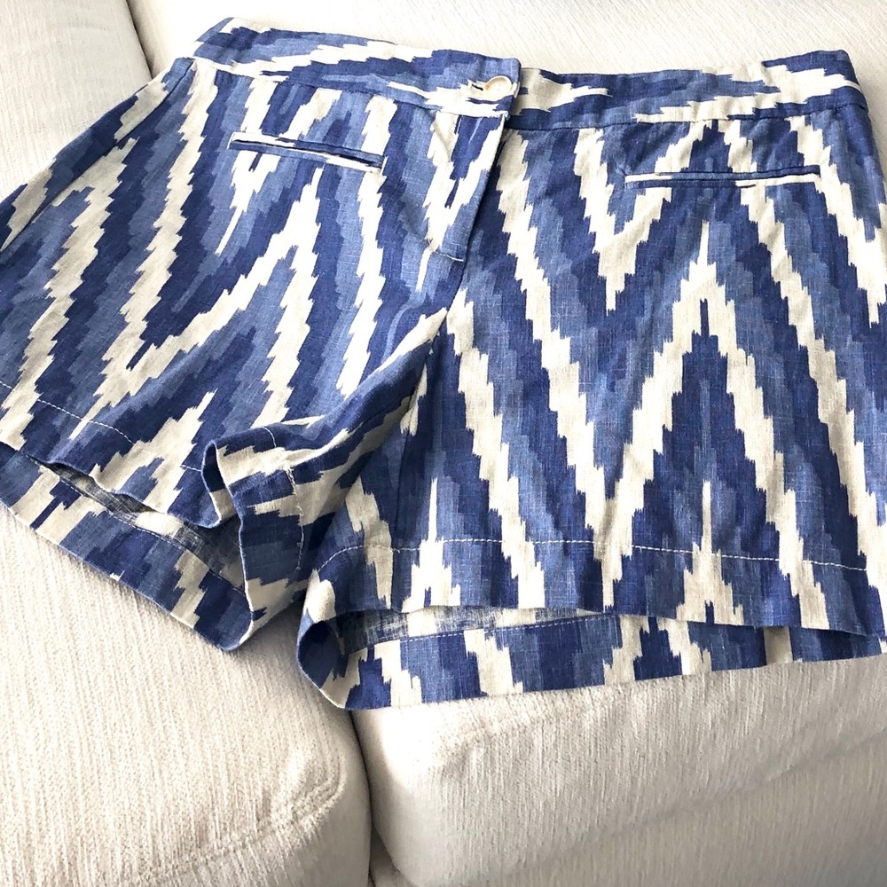 Kenar Blue White Linen Shorts